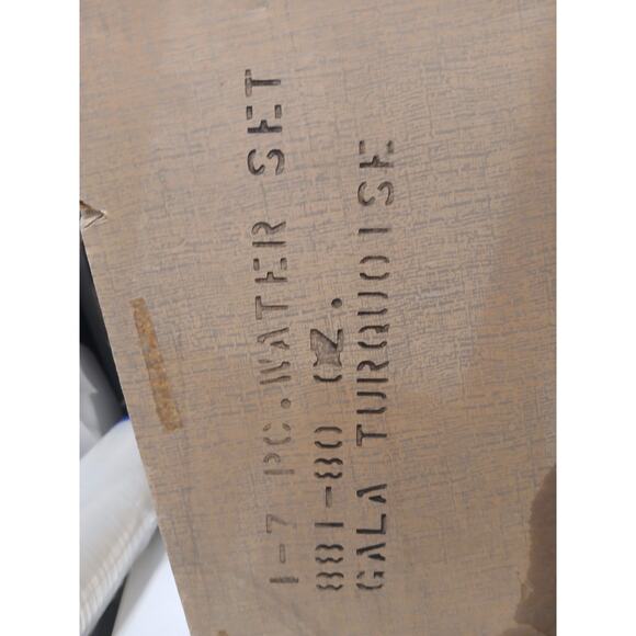 1950 West Virginia Blendo Glass Pitcher Frosted Turquoise Gold w Box Party MCM - Picture 16 of 16